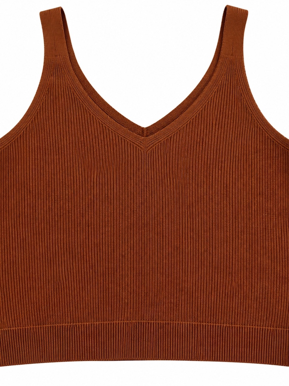 A New Day Ribbed V-Neck Tank Top - Brown size Large